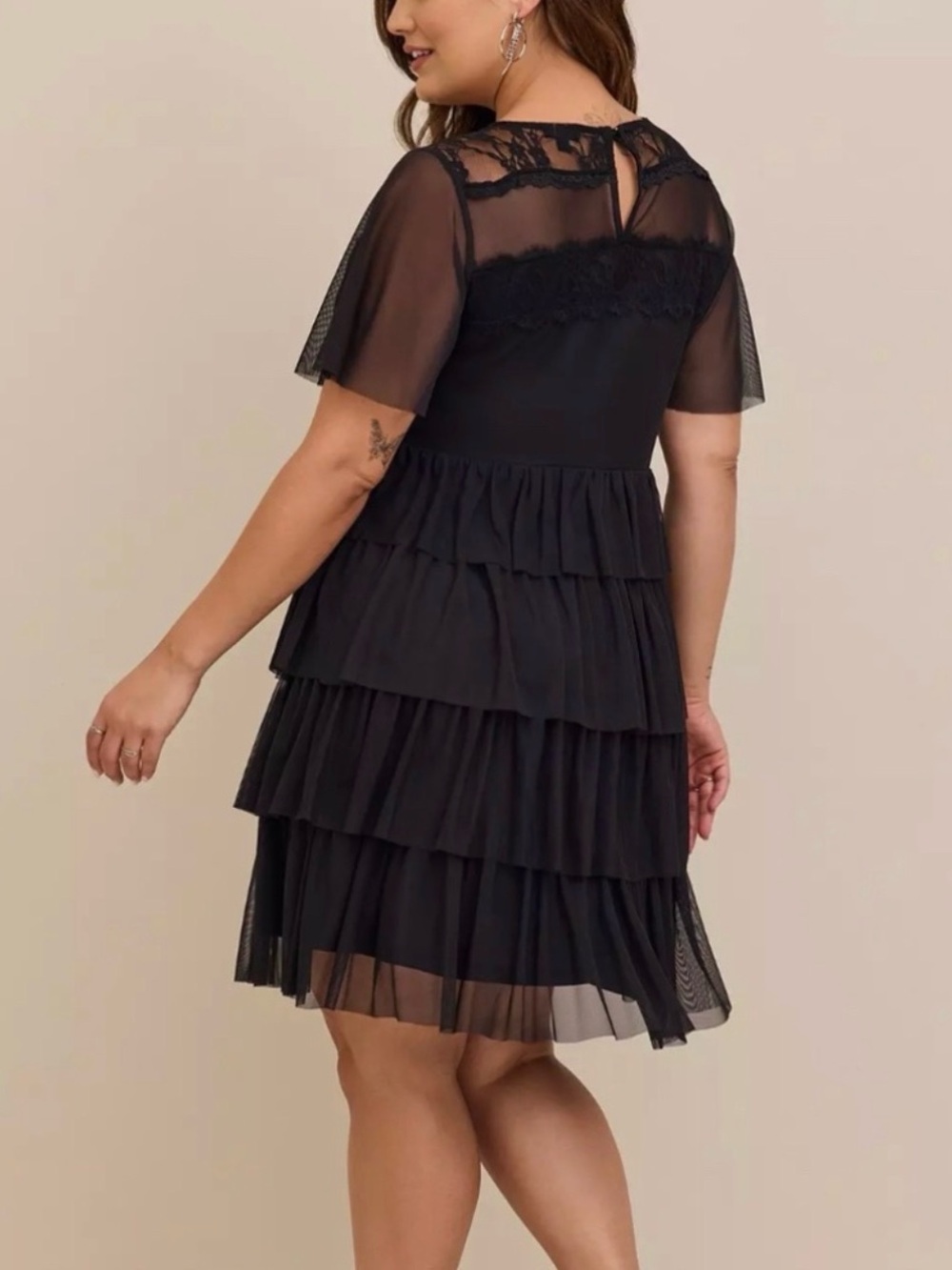 torrid Black Lace Ruffle Tiered Mini Dress - Picture 3 of 14